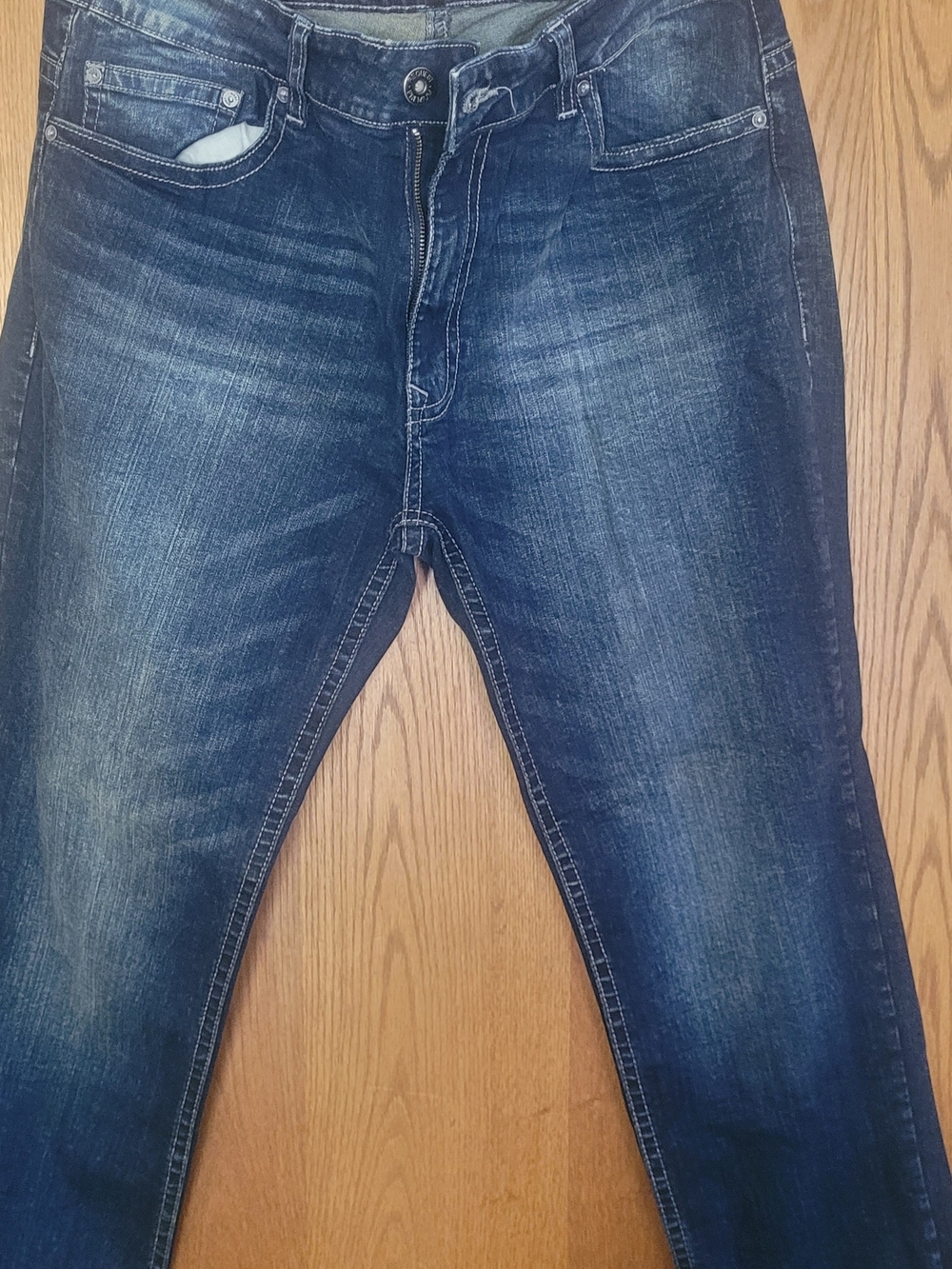 Men's Dark Blue Washed Denim Jeans